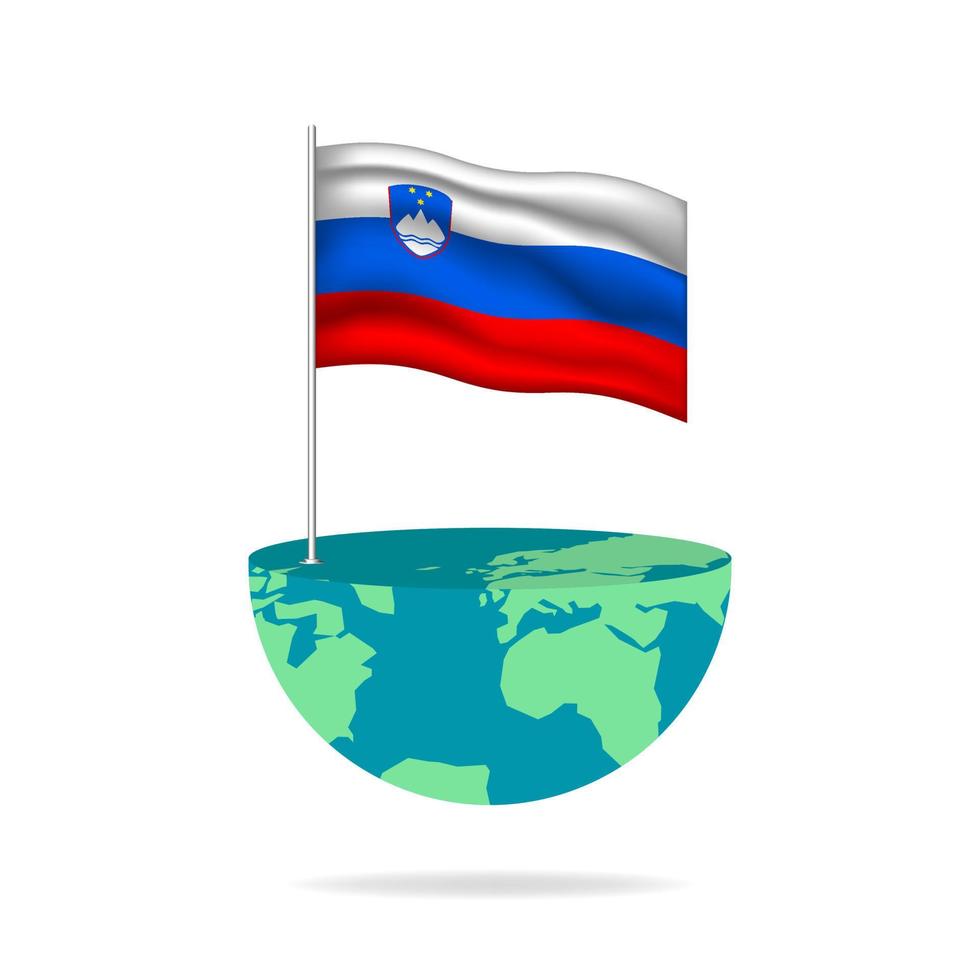 slovenien flagga Pol på klot. flagga vinka runt om de värld. lätt redigering och vektor i grupper. nationell flagga vektor illustration på vit bakgrund.