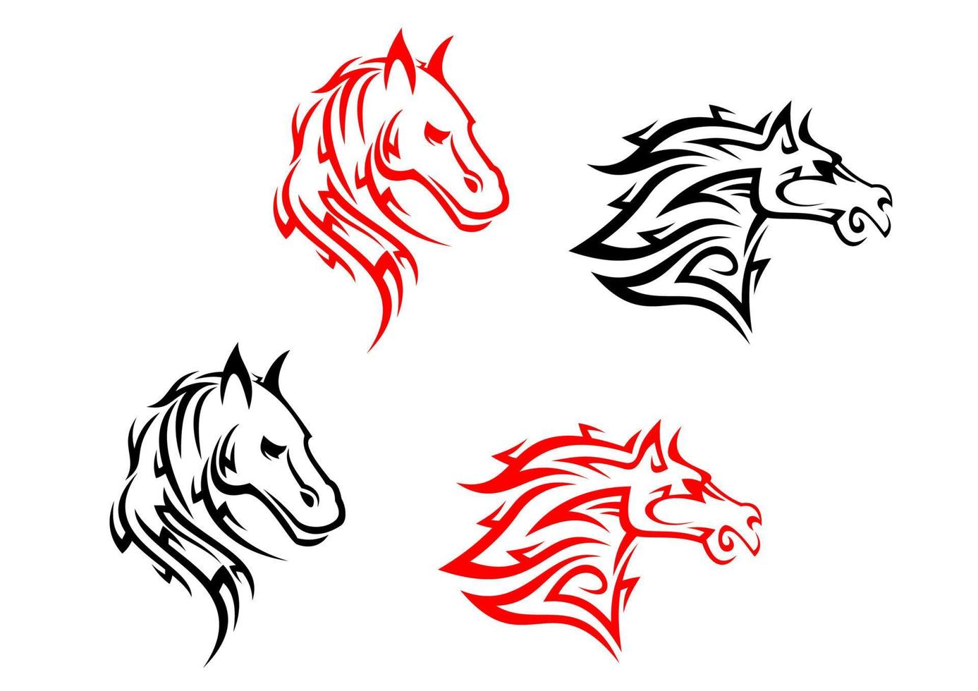 stam- hästar tatuering vektor