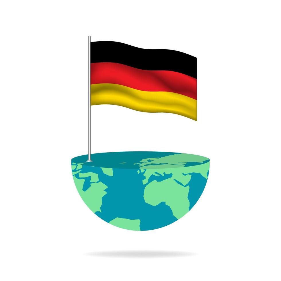 Tyskland flagga Pol på klot. flagga vinka runt om de värld. lätt redigering och vektor i grupper. nationell flagga vektor illustration på vit bakgrund.