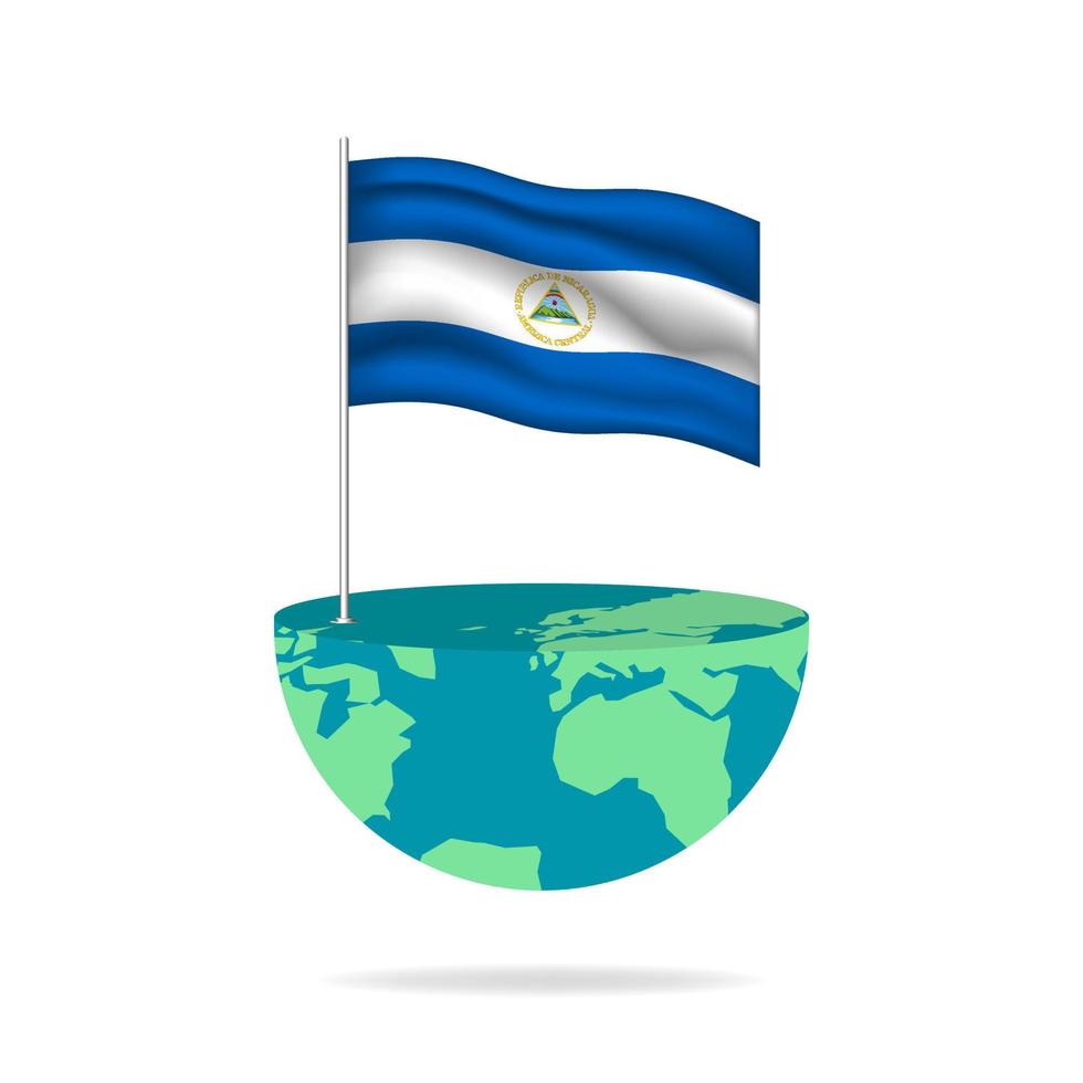 nicaragua flagga Pol på klot. flagga vinka runt om de värld. lätt redigering och vektor i grupper. nationell flagga vektor illustration på vit bakgrund.
