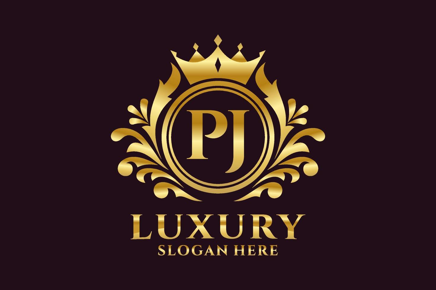 Royal Luxury Logo-Vorlage mit anfänglichem pj-Buchstaben in Vektorgrafiken für luxuriöse Branding-Projekte und andere Vektorillustrationen. vektor
