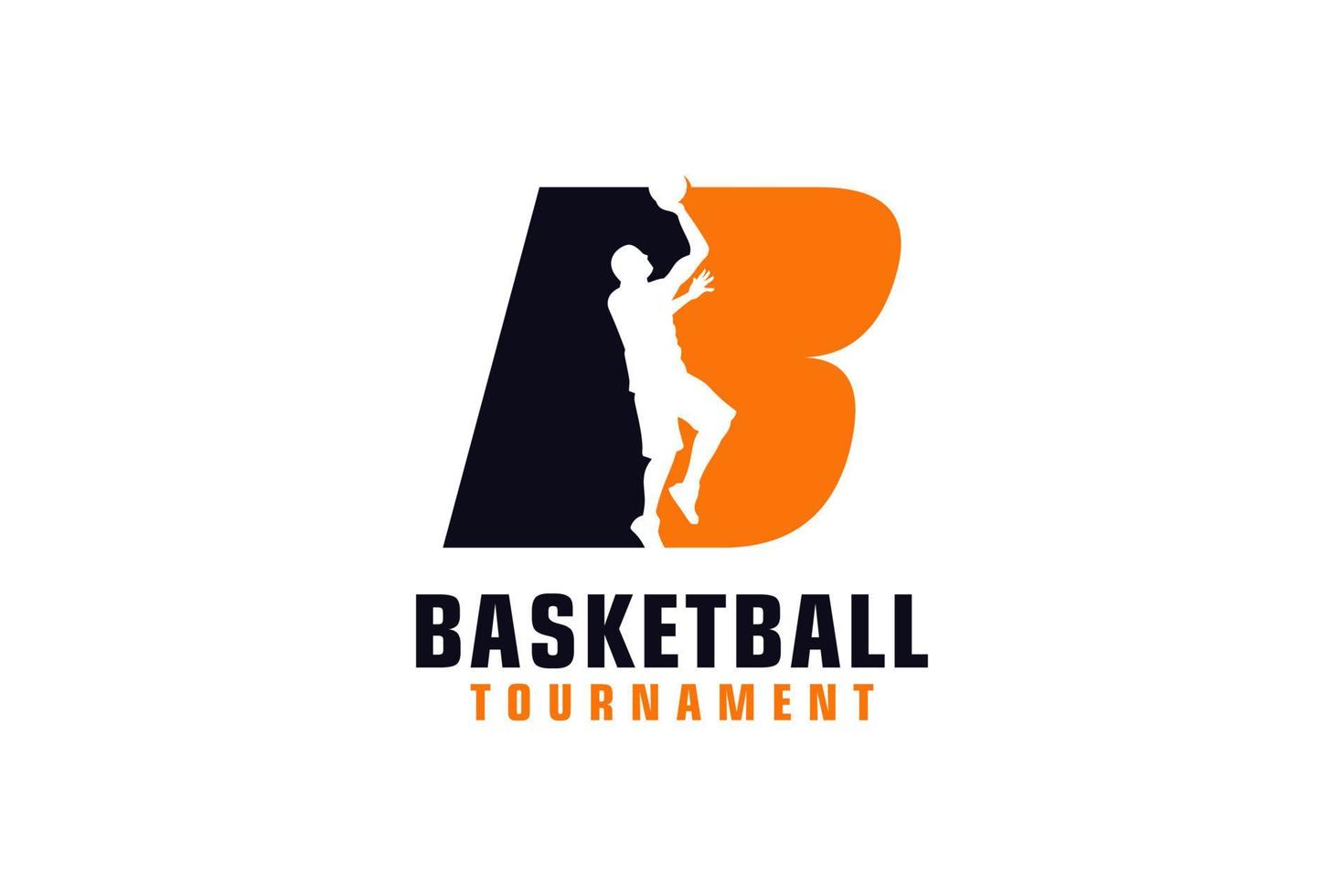 Buchstabe b mit Basketball-Logo-Design. Vektordesign-Vorlagenelemente für Sportteams oder Corporate Identity. vektor