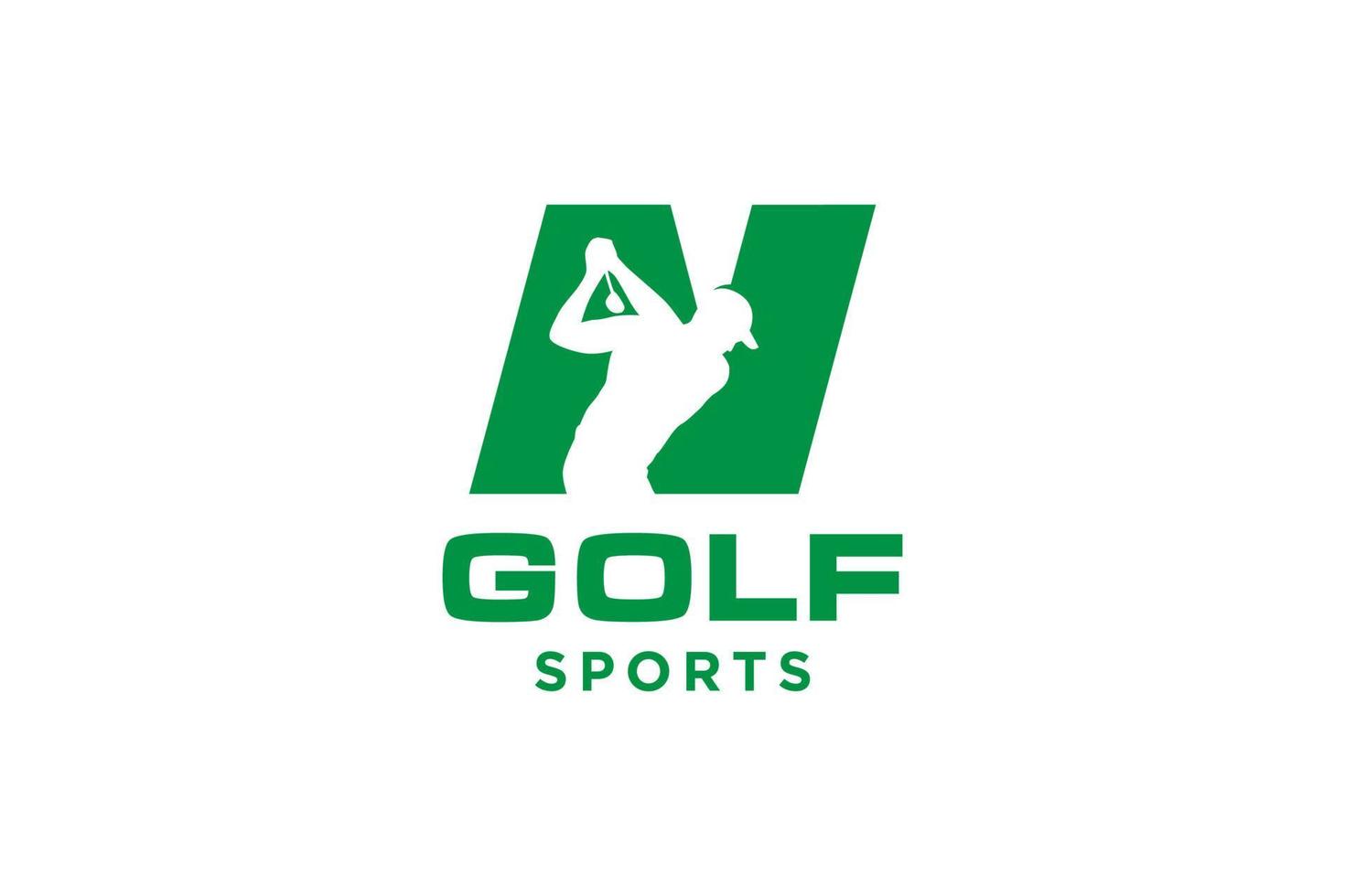 alfabetet bokstav ikon logotyp n för golf logo design vektor mall, vektor etikett för golf, logotyp för golfmästerskap, illustration, kreativ ikon, designkoncept
