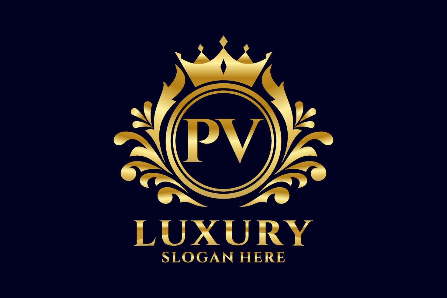 Anfangs-PV-Brief königliche Luxus-Logo-Vorlage in Vektorgrafiken für luxuriöse Branding-Projekte und andere Vektorillustrationen. vektor