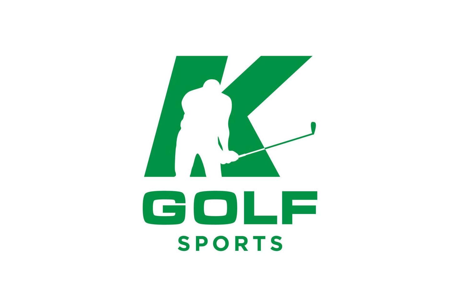 alfabetet bokstav ikon logotyp k för golf logo design vektor mall, vektor etikett för golf, logotyp för golfmästerskap, illustration, kreativ ikon, designkoncept