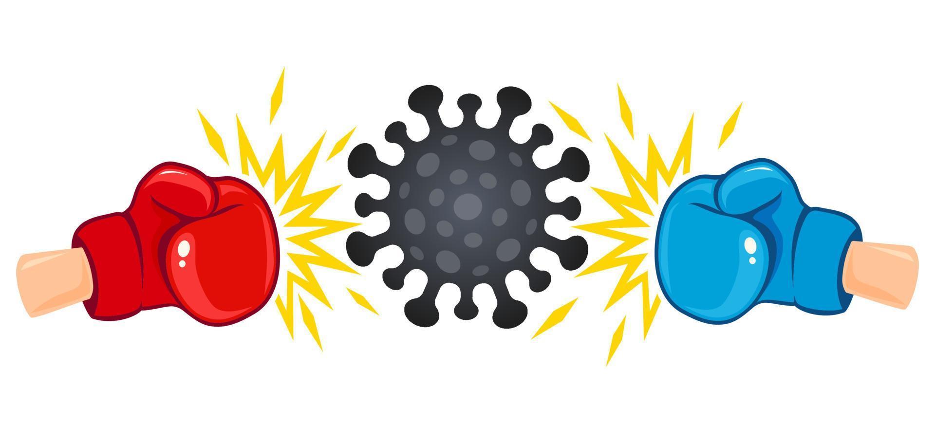 Coronavirus gegen Boxhandschuhe vektor