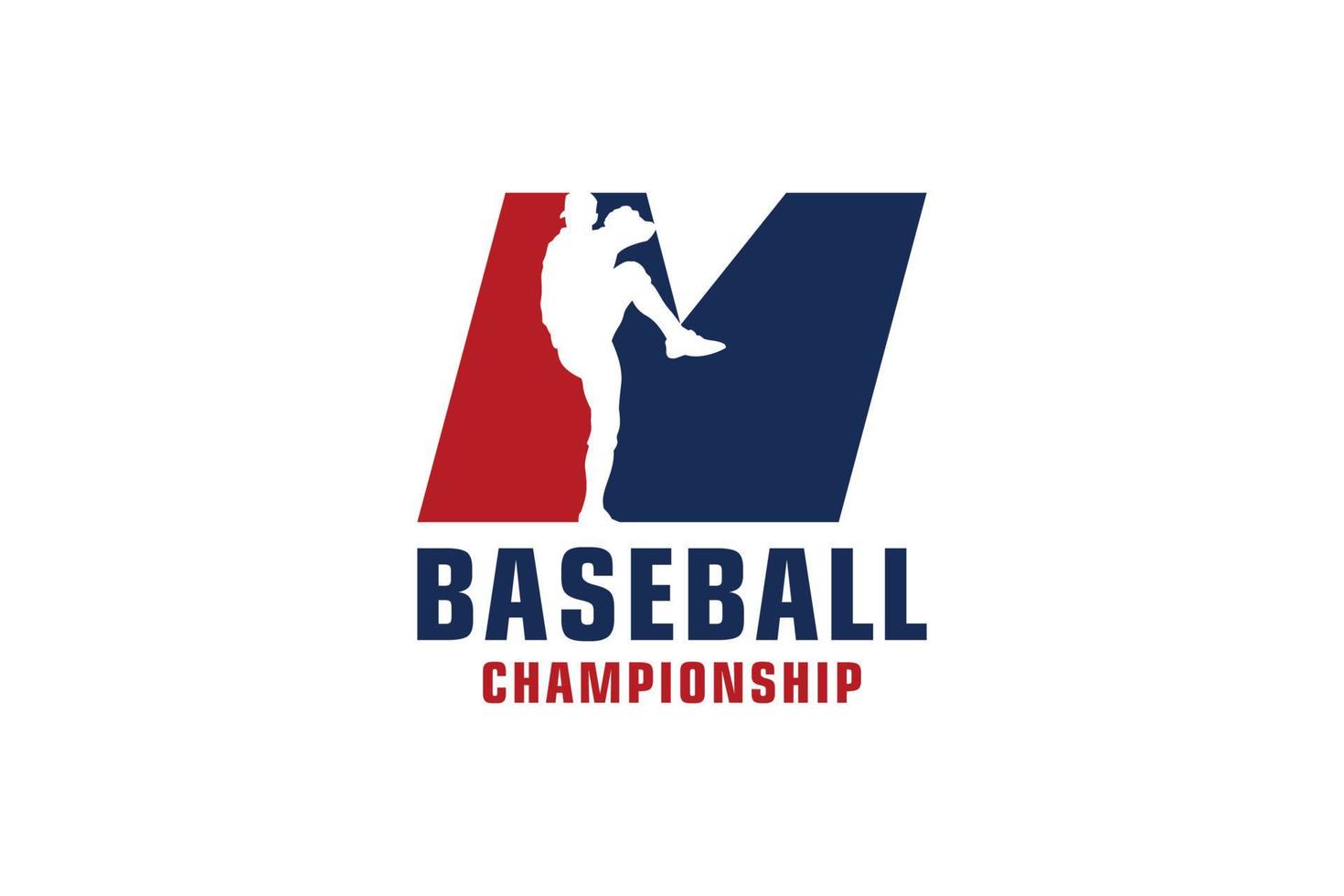 bokstaven m med baseball logotyp design. vektor designmallelement för sportlag eller företagsidentitet.