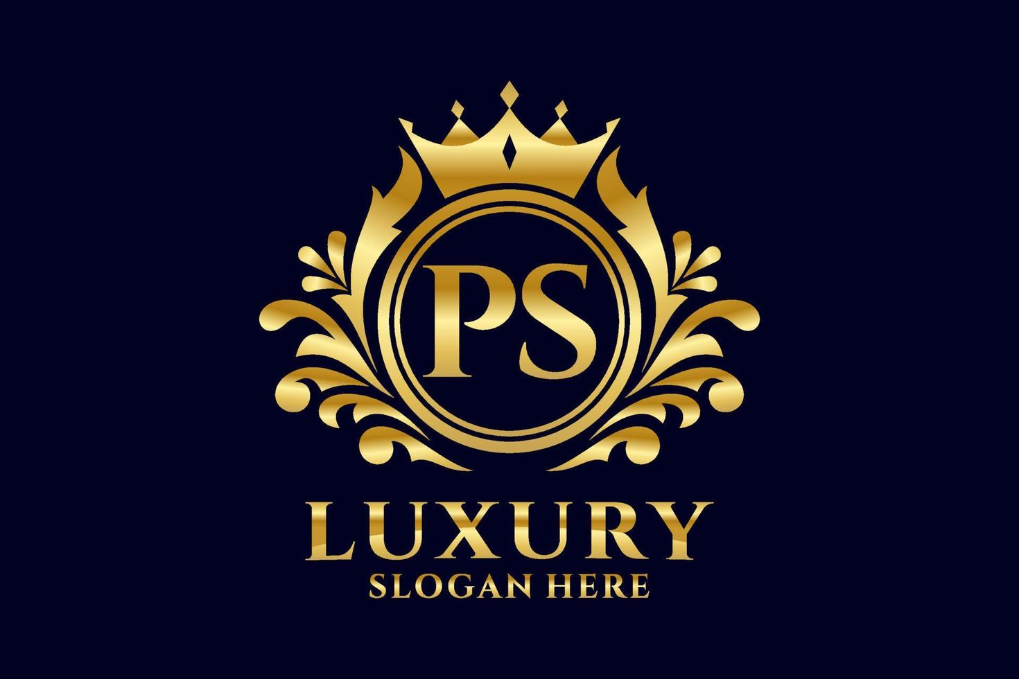 Royal Luxury Logo-Vorlage mit anfänglichem PS-Buchstaben in Vektorgrafiken für luxuriöse Branding-Projekte und andere Vektorillustrationen. vektor