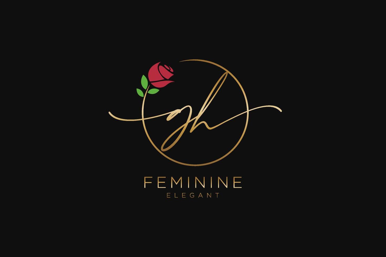 första gh feminin logotyp skönhet monogram och elegant logotyp design, handstil logotyp av första signatur, bröllop, mode, blommig och botanisk med kreativ mall. vektor