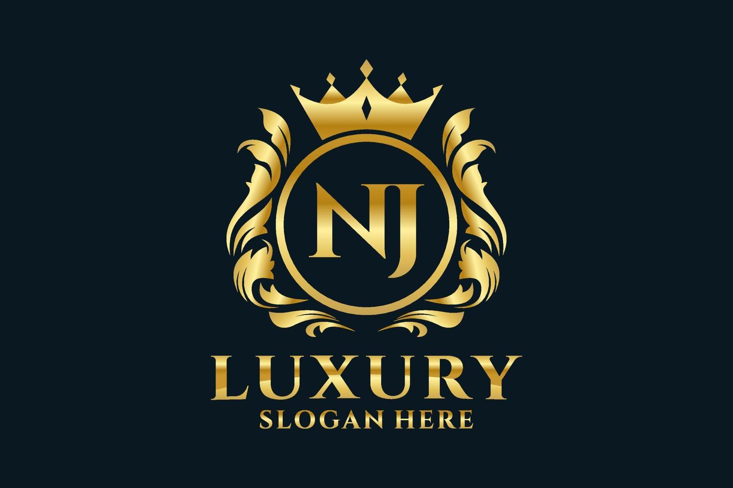anfängliche nj-buchstabe königliche luxus-logo-vorlage in der vektorkunst für luxuriöse branding-projekte und andere vektorillustrationen. vektor