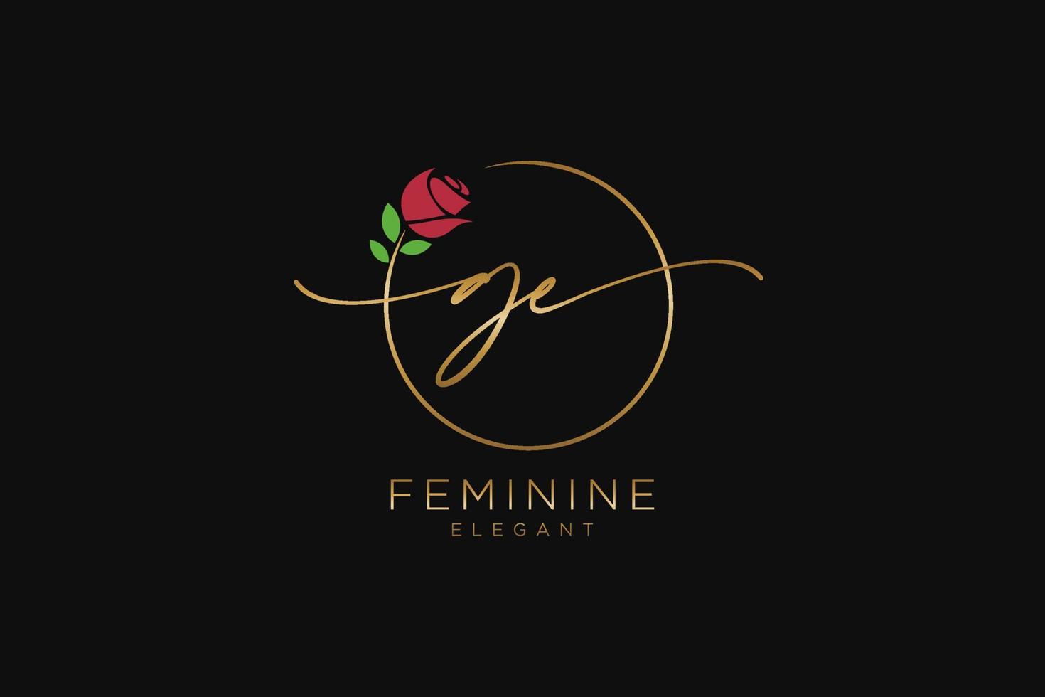 första gE feminin logotyp skönhet monogram och elegant logotyp design, handstil logotyp av första signatur, bröllop, mode, blommig och botanisk med kreativ mall. vektor