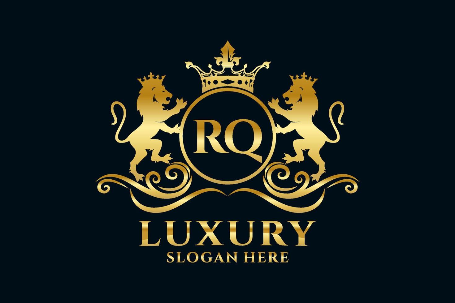 Anfangsbuchstabe rq lion royal Luxus-Logo-Vorlage in Vektorgrafiken für luxuriöse Branding-Projekte und andere Vektorillustrationen. vektor