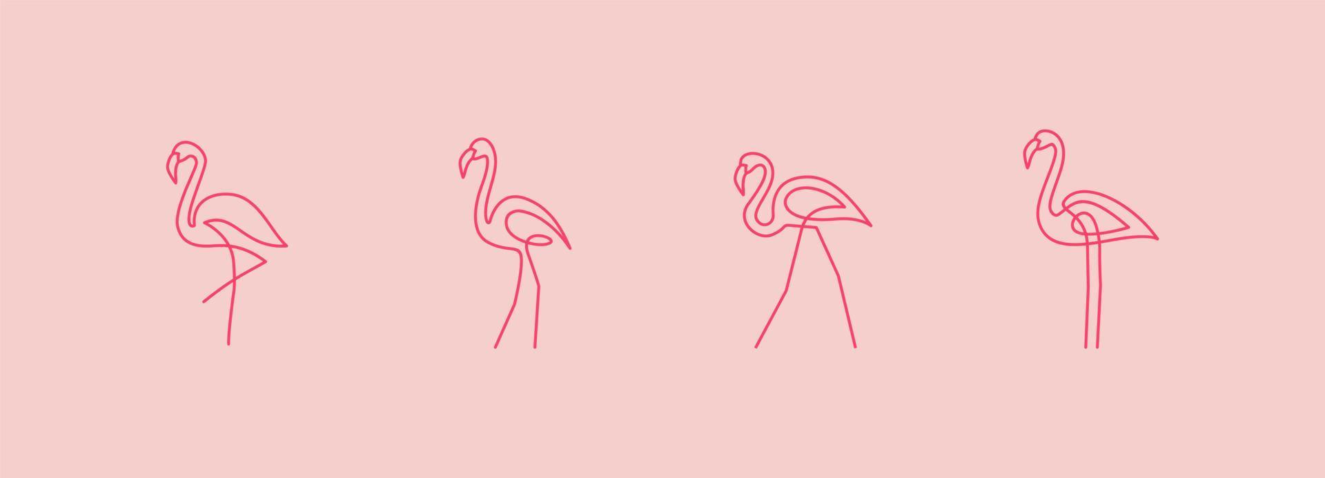 Sammlungen Flamingo Vektorlinie Kunstillustration vektor