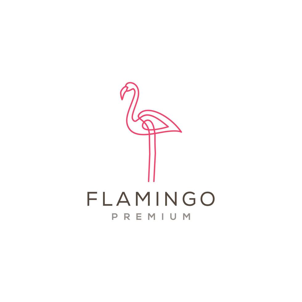 Flamingo einfaches Logo-Design. Linie Kunst-Vektor-Illustration vektor