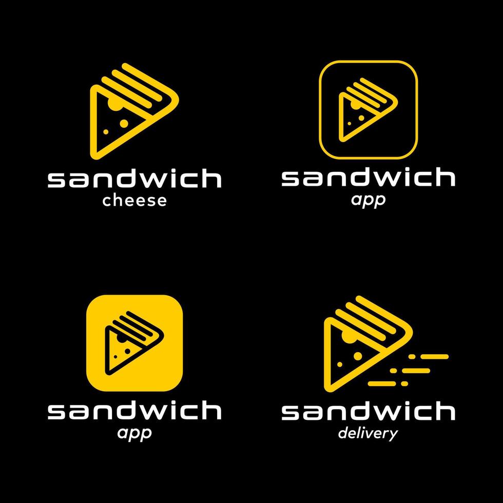 Kafé uppkopplad app mat restaurang leverans. smörgås hemlagad gott logotyp design vektor