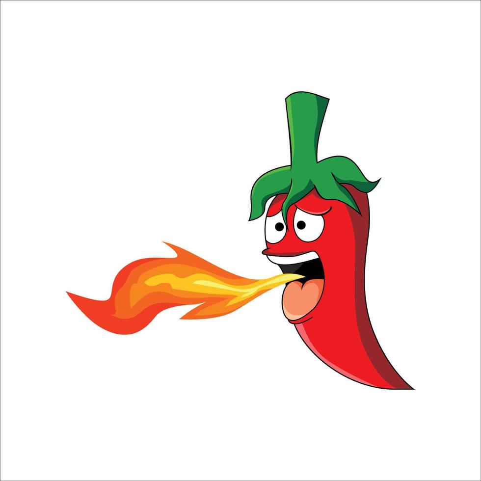 Hot Chili-Charakter-Vektor-Illustration. rotes würziges zeichen und symbol. vektor