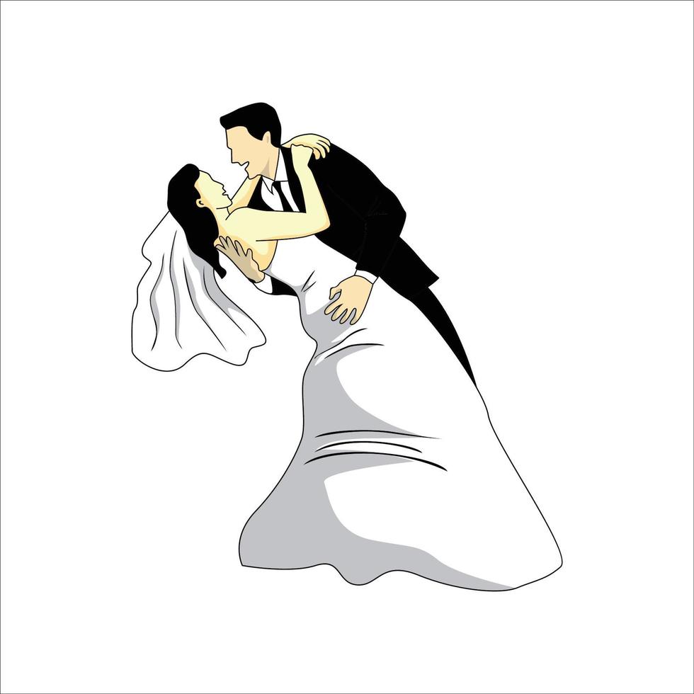 braut und bräutigam-silhouette. Hochzeitspaar Zeichen und Symbol. vektor