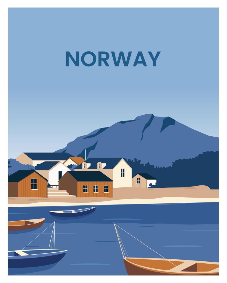 Norge affisch bakgrund. reser till tromsö Norge. vektor illustration med minimalistisk stil lämplig för affisch, vykort, konst skriva ut.