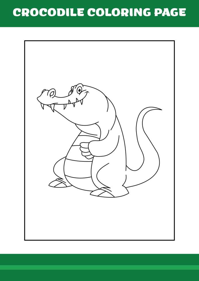 krokodil färg sida. illustration av tecknad serie krokodil för färg bok vektor
