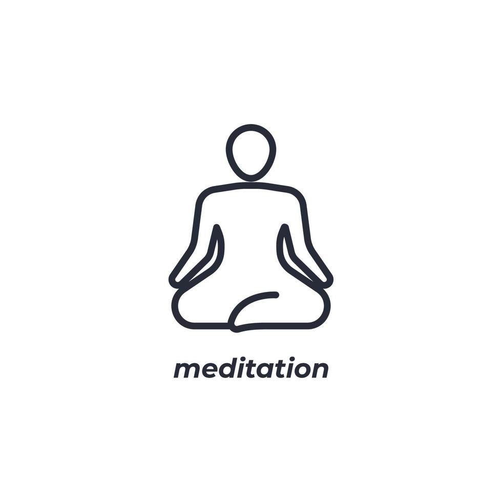 Symbol für die Meditationslinie. Lineares Zeichen für mobiles Konzept und Webdesign. Umrissvektorsymbol. Symbol, Logoabbildung. Vektorgrafiken vektor