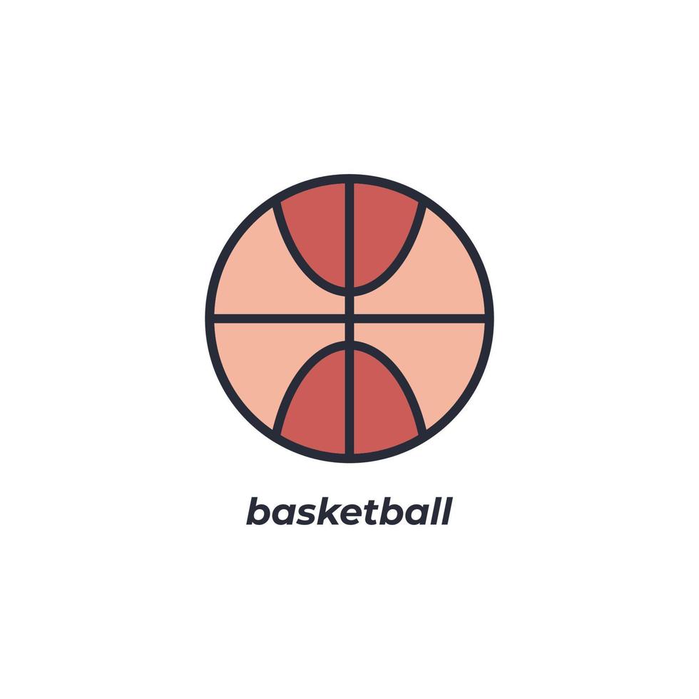 Vektorzeichen des Basketballsymbols wird auf einem weißen Hintergrund lokalisiert. Symbolfarbe editierbar. vektor