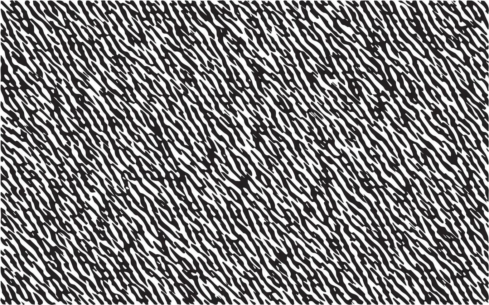 Schwarz-Weiß-Zebra-Textur-Muster-Design. Tierpelz Vektor Illustration Hintergrund gestreiftes Muster. schwarze geschwungene linien mit rauer textur isoliert auf weiß