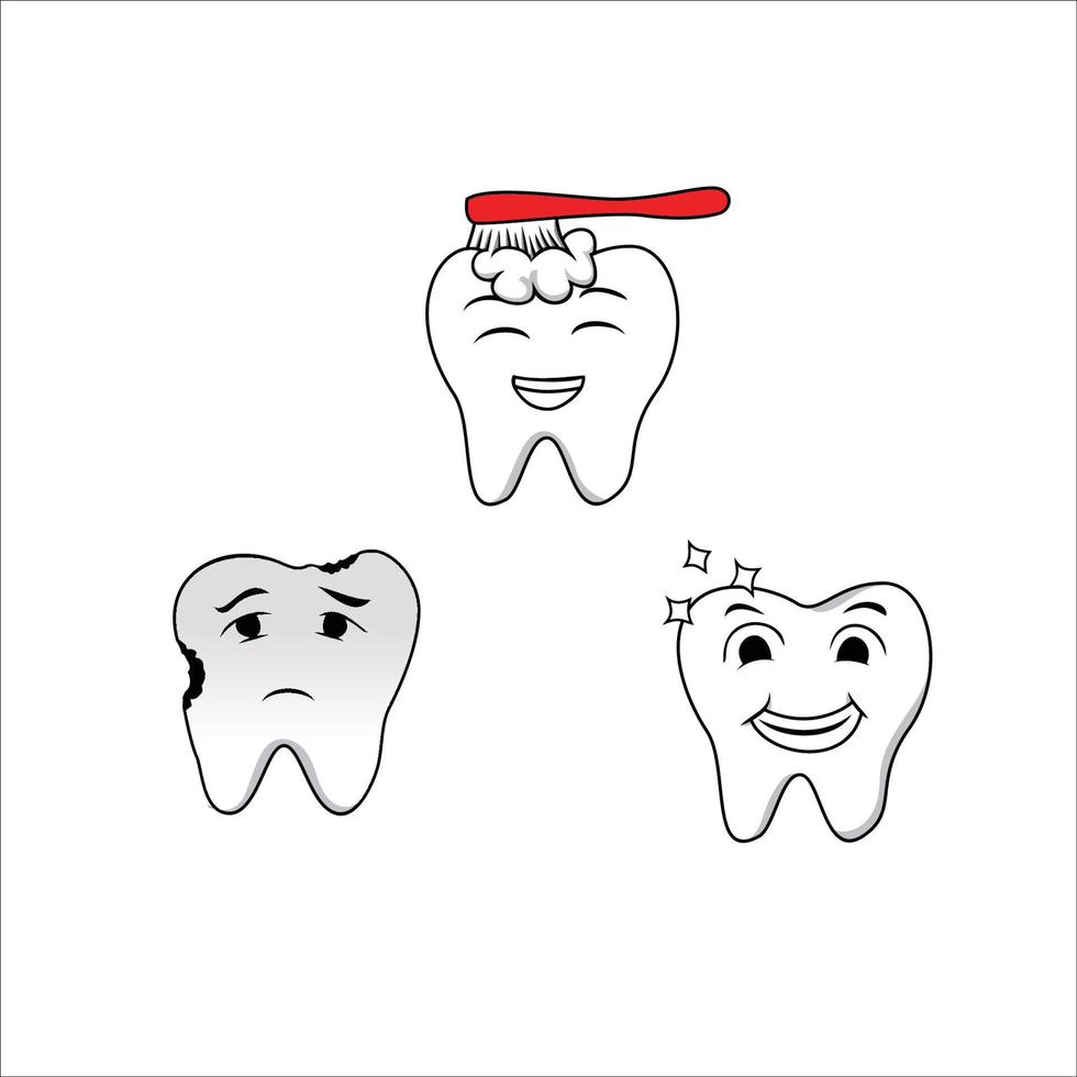 uppsättning av tand hälsa karaktär. medicinsk vård för tand. vektor