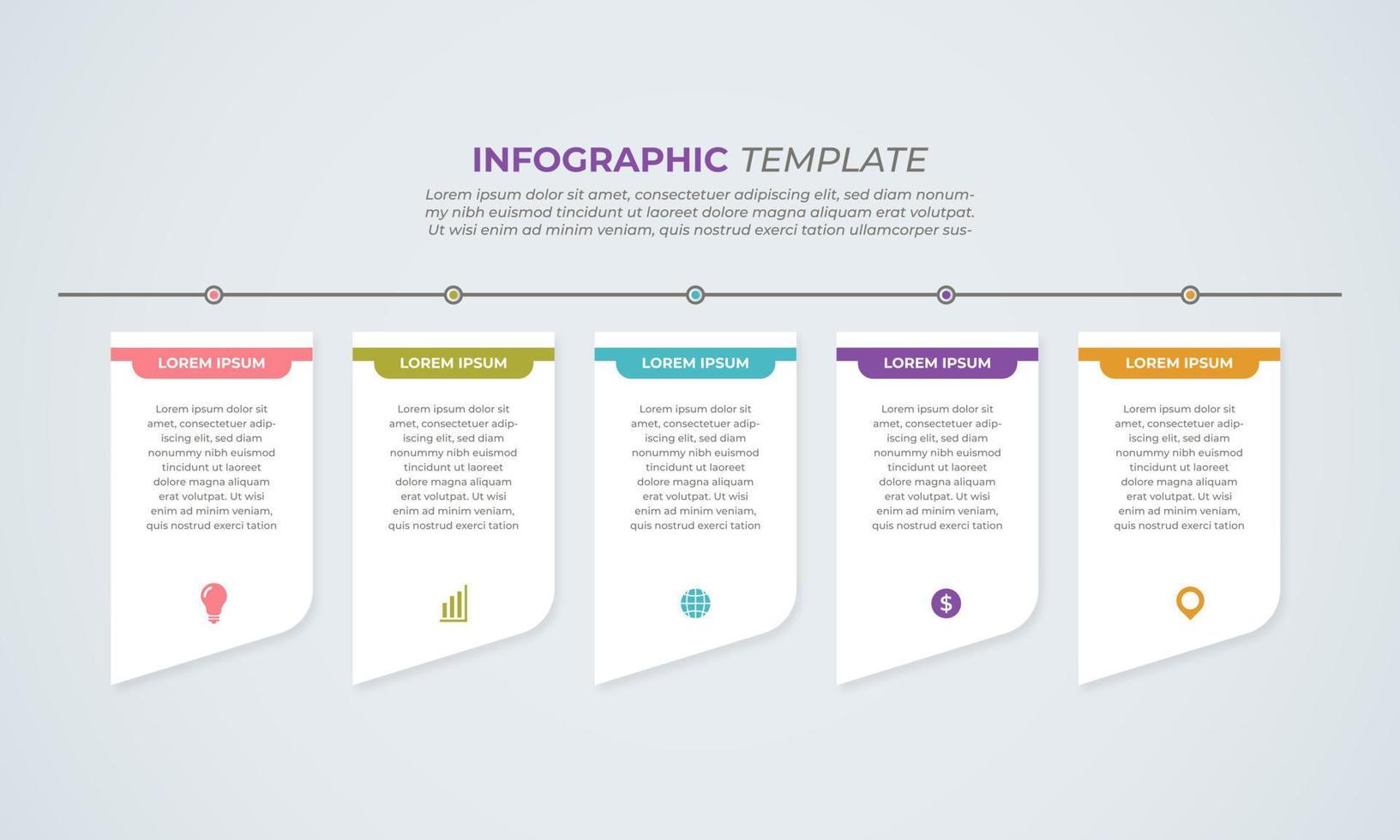 infographic design med 5 steg för data visualisering, diagram, årlig Rapportera, webb design, presentation. vektor företag mall