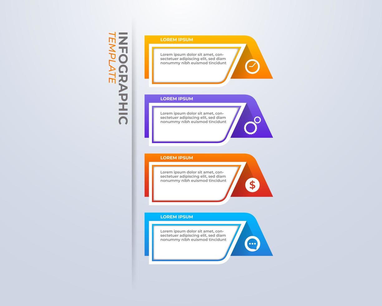 Gradienten-Infografik-Design mit 4 Schritten für Datenvisualisierung, Diagramm, Jahresbericht, Webdesign, Präsentation. Vektor-Geschäftsvorlage vektor