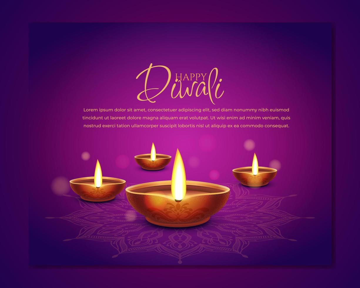 happy diwali festival hintergrund mit öllampen für social media cover, banner, grußkarte. Vektorvorlage vektor