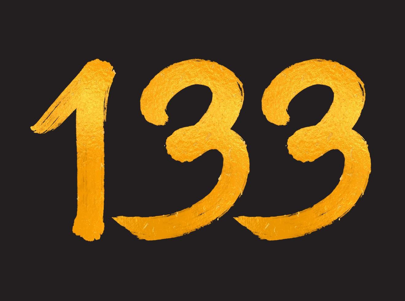 133-Nummern-Logo-Vektorillustration, 133-jähriges Jubiläumsfeier-Vektorvorlage, 133. Geburtstag, Goldbeschriftung Zahlen Pinselzeichnung handgezeichnete Skizze, Nummern-Logo-Design für Druck, T-Shirt vektor
