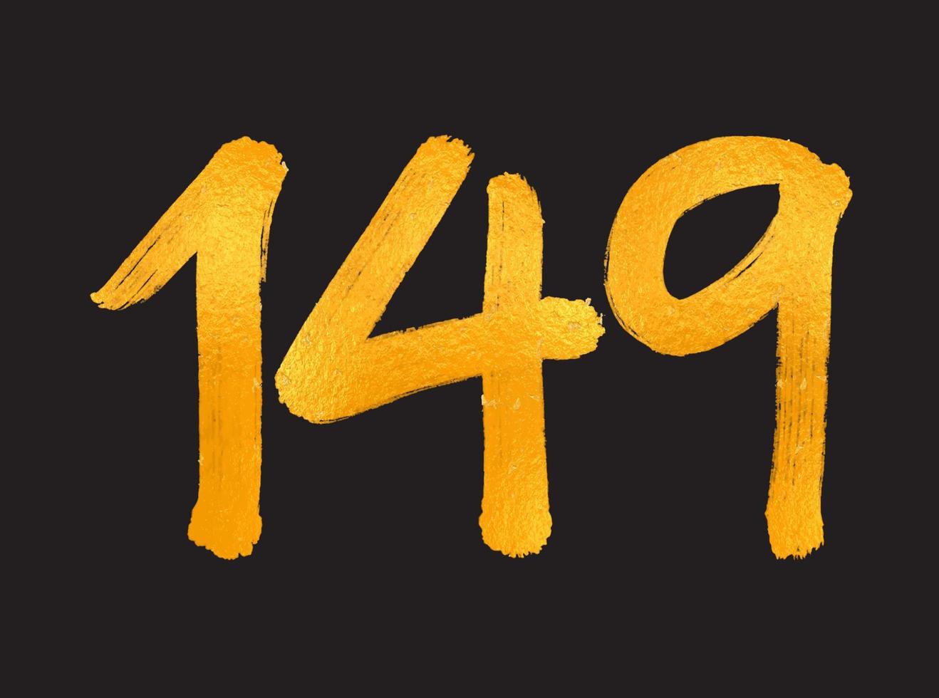 149-Nummern-Logo-Vektorillustration, 149-jähriges Jubiläumsfeier-Vektorvorlage, 149. Geburtstag, Goldbeschriftung Zahlen Pinselzeichnung handgezeichnete Skizze, Nummern-Logo-Design für Druck, T-Shirt vektor