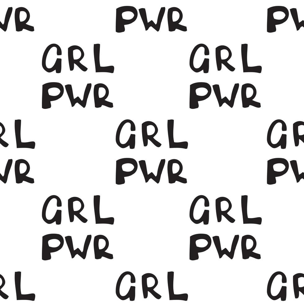 Girl-Power-Zitat mit nahtlosem Muster. grl pwr-Slogan. weibliche, feministische symbole. vektor