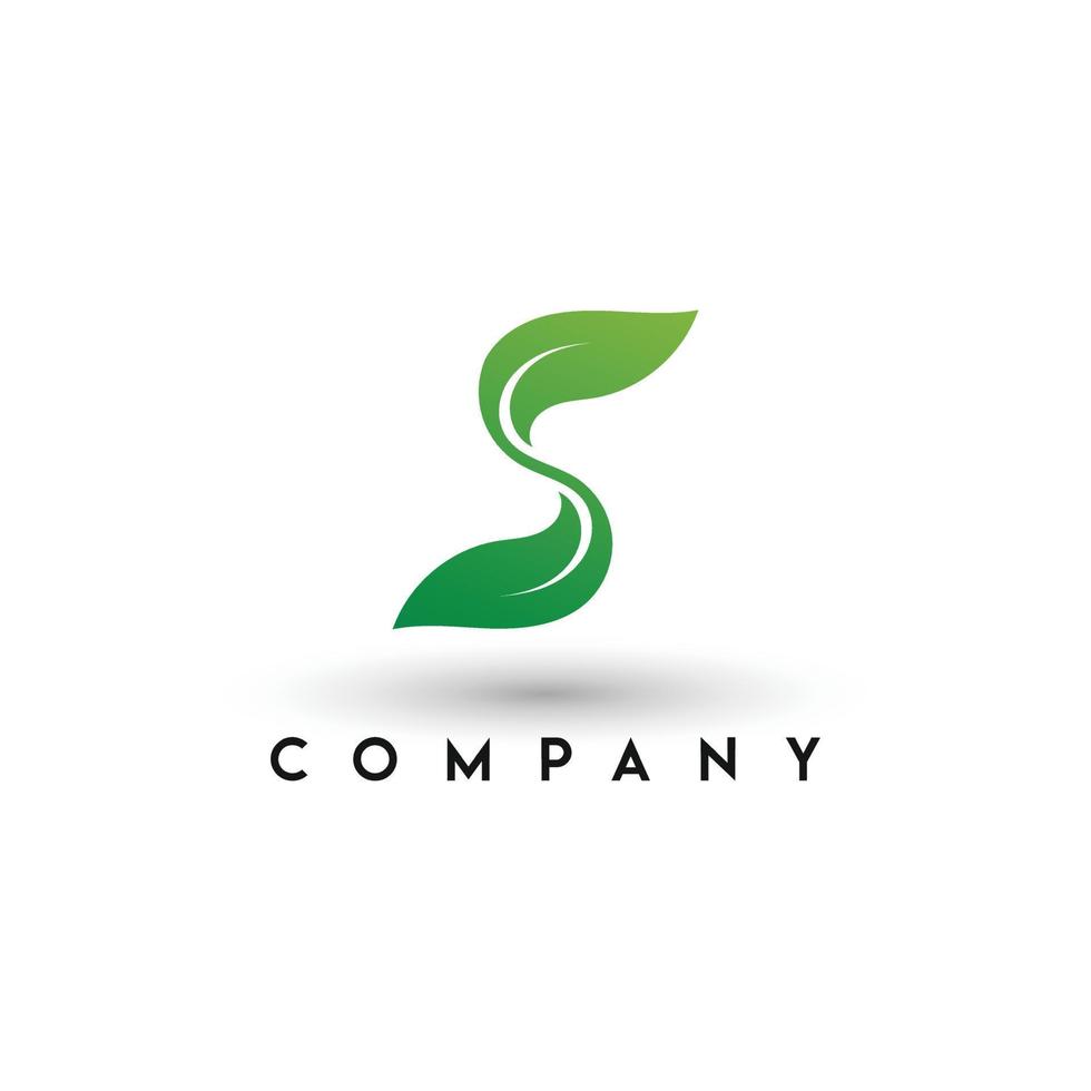 grünes blatt ökologie natur logo s brief logo vorlage vektor