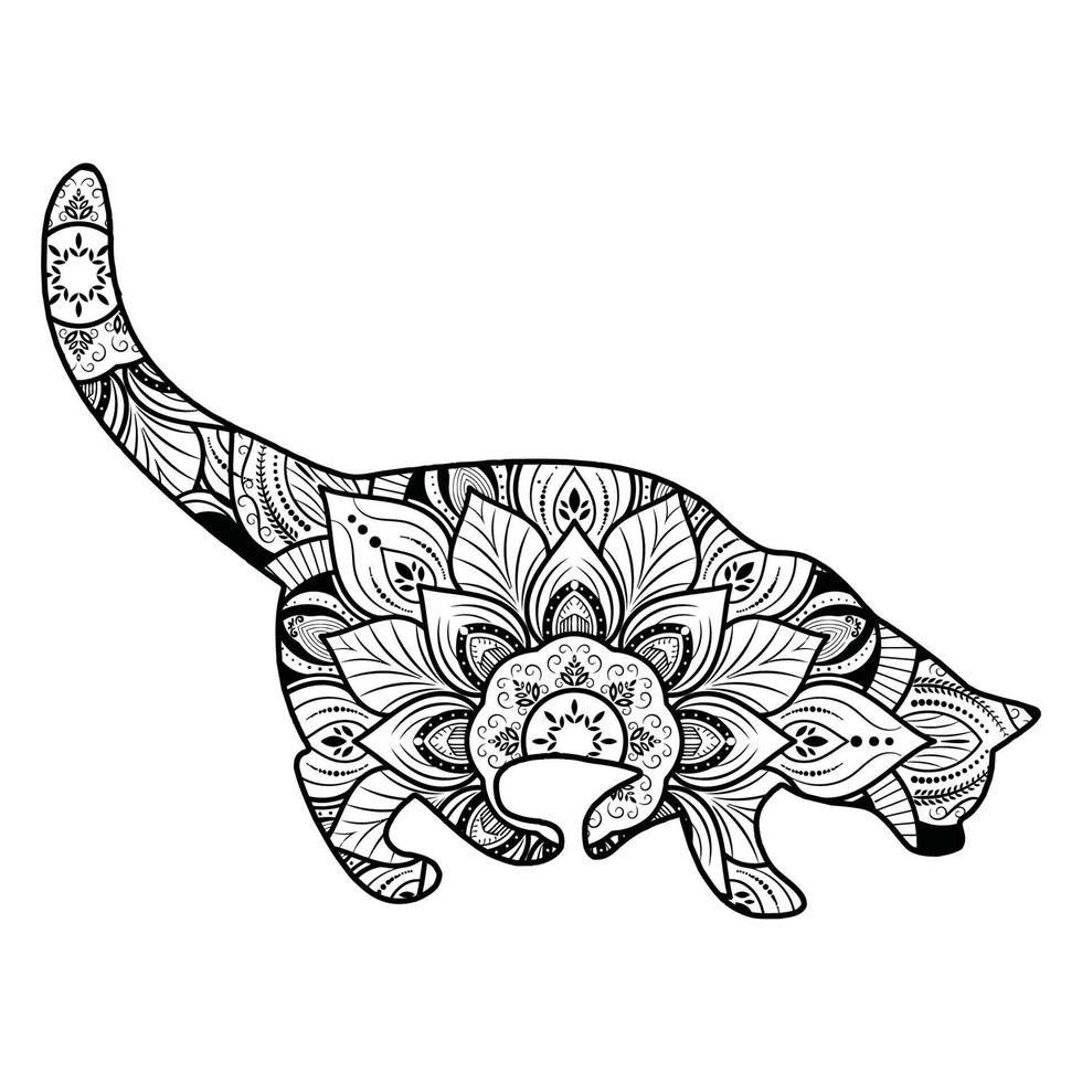 söt katt mandala färg vektor illustration design.