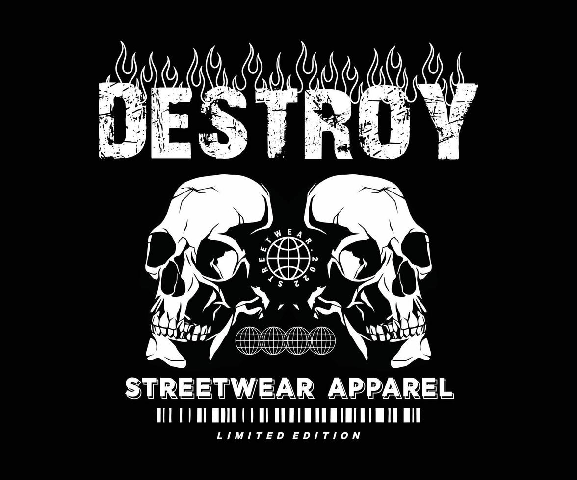 förstöra skalle, för streetwear och urban stil t-tröjor design, hoodies, etc vektor