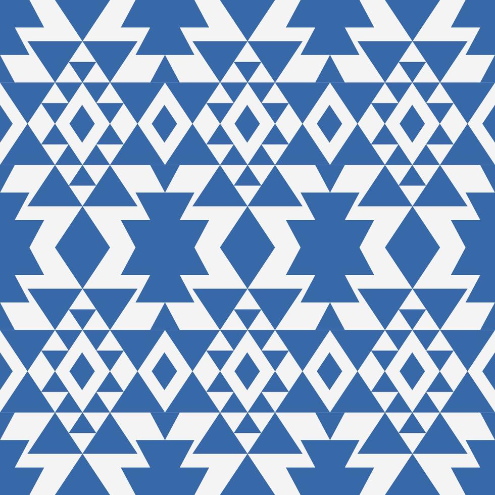 sydväst aztec geometrisk form blå Färg sömlös mönster på vit bakgrund. använda sig av för tyg, textil, interiör dekoration element, klädsel, omslag. vektor