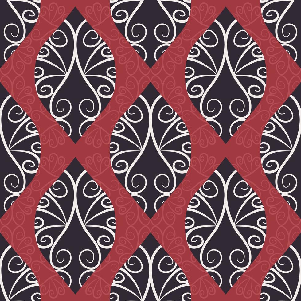 abstrakt etnisk blommig årgång teckning form sömlös mönster med röd Färg textur bakgrund. använda sig av för tyg, textil, interiör dekoration element, klädsel, omslag. vektor