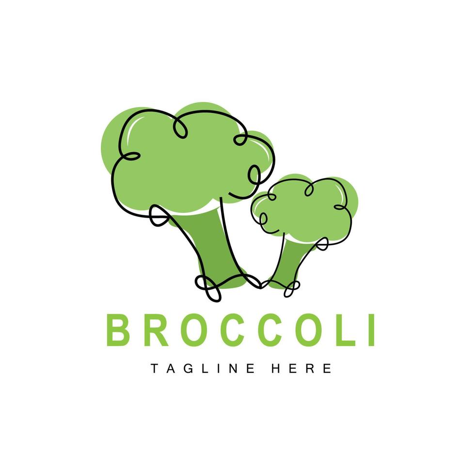 broccoli logotyp design, grön vegetabiliska vektor, broccoli tapet, vegetabiliska mataffär illustration trädgård produkt varumärke vektor