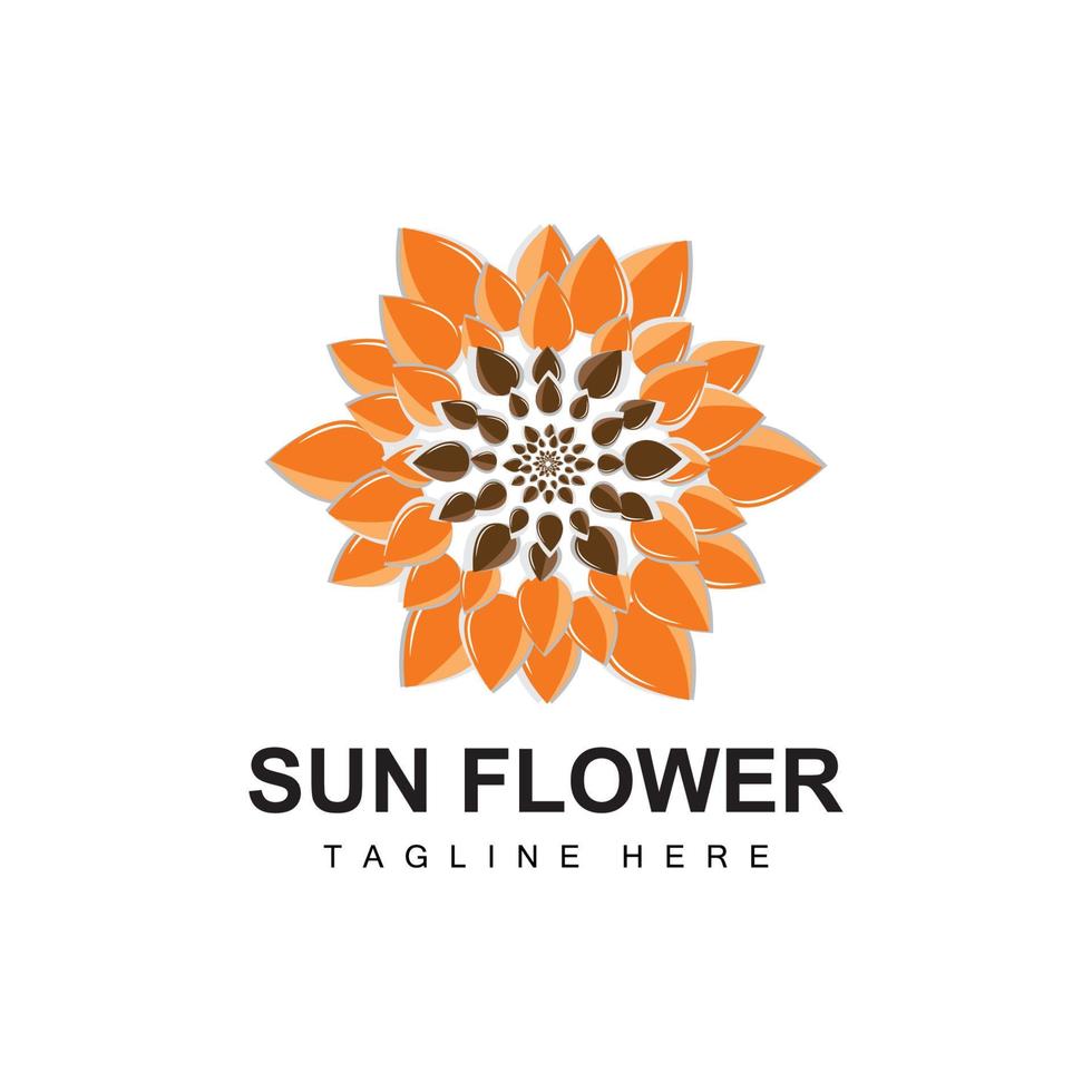 Sonnenblumen-Logo-Design, Zierpflanze, Gartenpflanze, Symbolvektor, Produktmarke des Unternehmens vektor