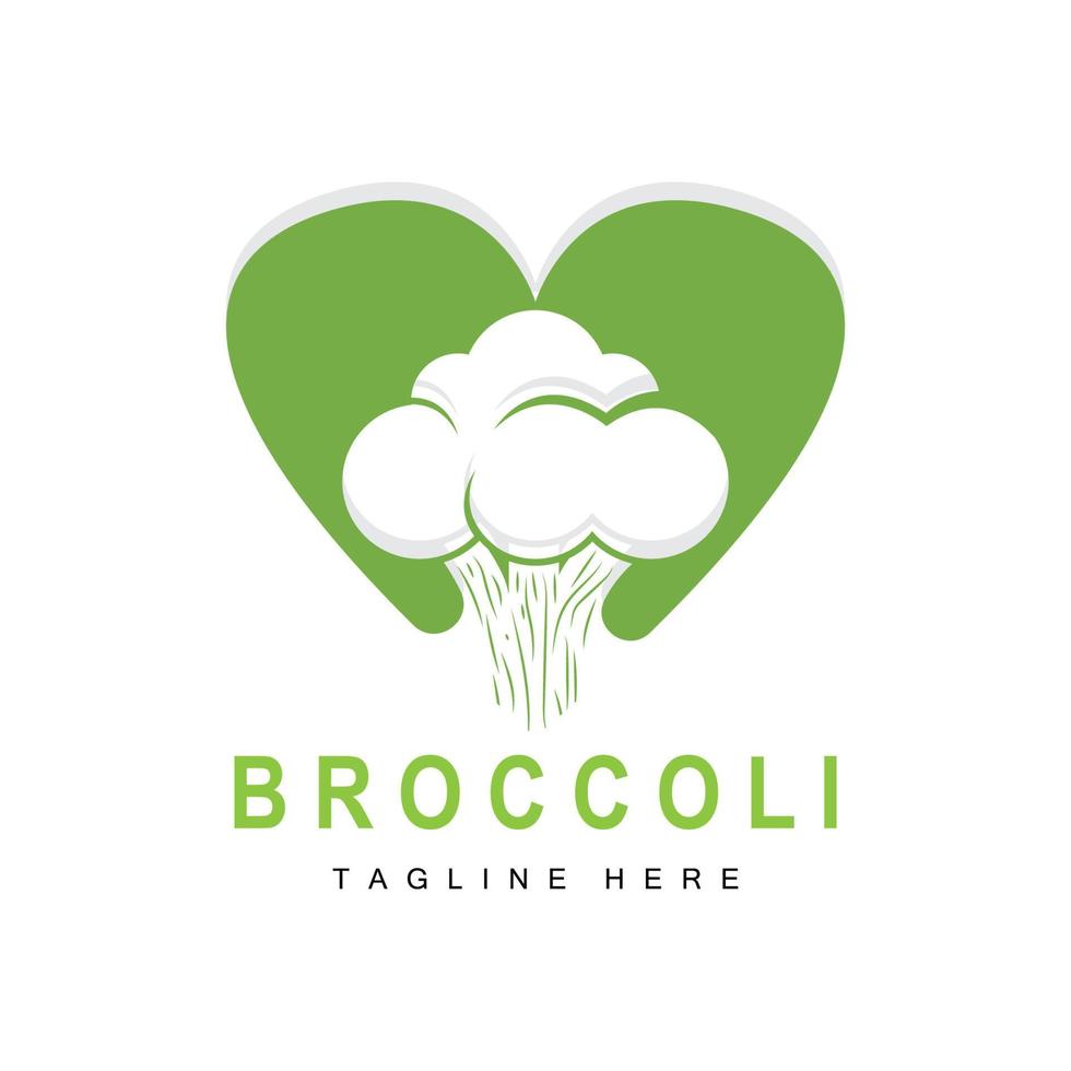 Brokkoli-Logo-Design, grüner Gemüsevektor, Brokkoli-Tapete, Gemüsesupermarkt-Illustrationsgarten-Produktmarke vektor