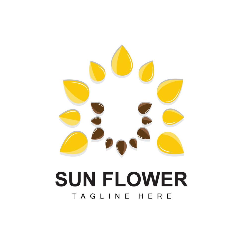 Sonnenblumen-Logo-Design, Zierpflanze, Gartenpflanze, Symbolvektor, Produktmarke des Unternehmens vektor