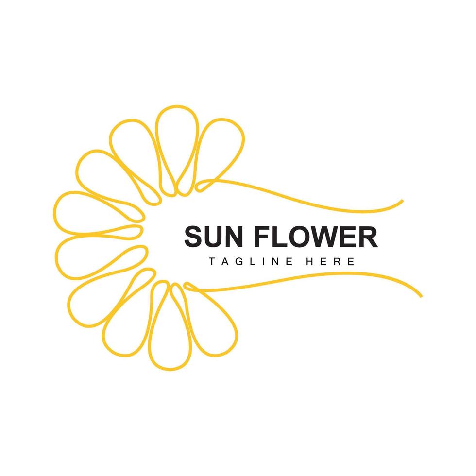 Sonnenblumen-Logo-Design, Zierpflanze, Gartenpflanze, Symbolvektor, Produktmarke des Unternehmens vektor