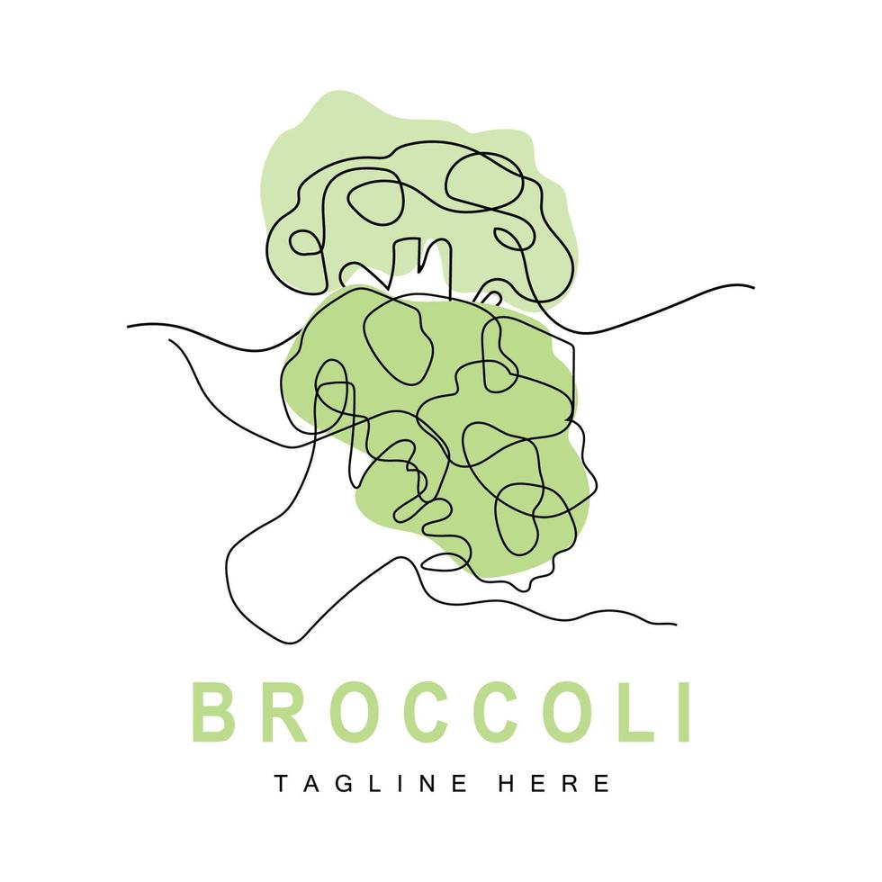 Brokkoli-Logo-Design, grüner Gemüsevektor, Brokkoli-Tapete, Gemüsesupermarkt-Illustrationsgarten-Produktmarke vektor