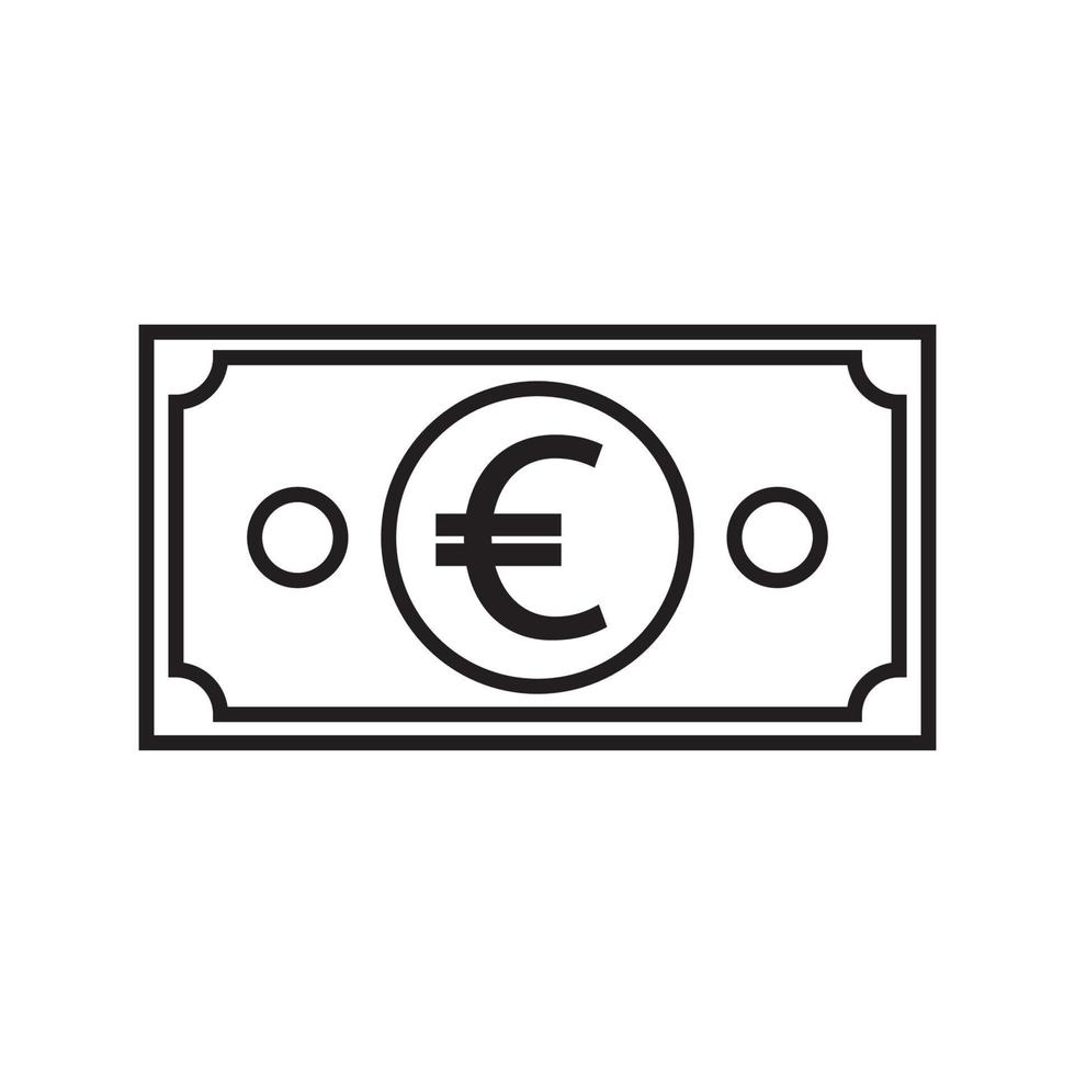 Euro-Währungssymbol Banknote Gliederungssymbol. vektor