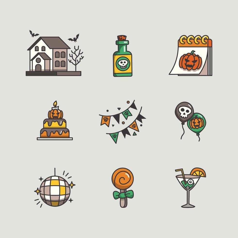 vuxen halloween fest ikoner vektor