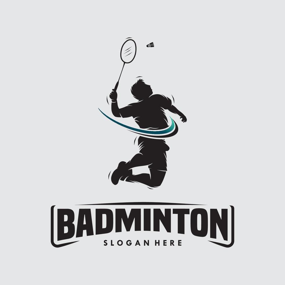 Jump Smash Badminton-Silhouette-Logo-Design vektor