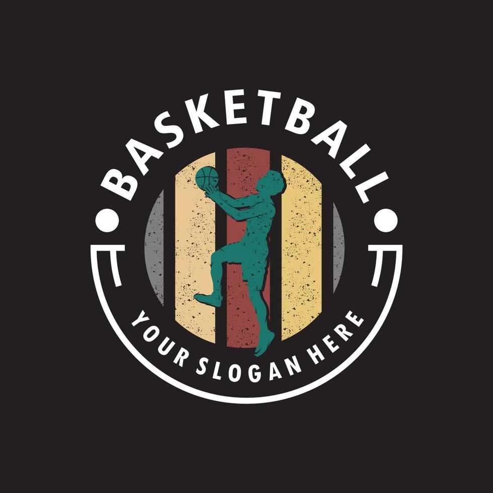 basketboll slam dunka flamma silhuett logotyp design vektor