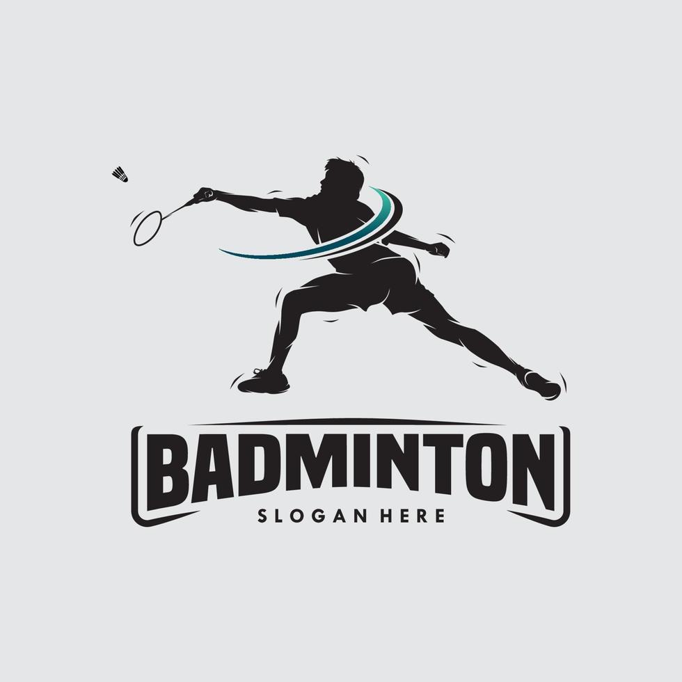 Jump Smash Badminton-Silhouette-Logo-Design vektor