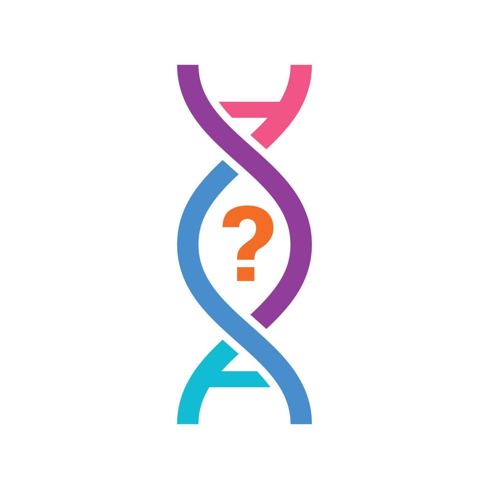 das dna-symbol mit fragezeichen. isolierte Vektorillustration. vektor